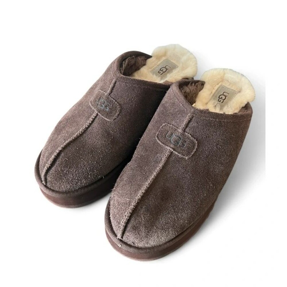 Ugg Brown Shearling and Suede Slippers
